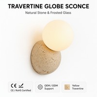 Applique murale LED moderne en verre jaune avec abat-jour rond, lumière blanc chaud à intensité variable pour chambre et salon
