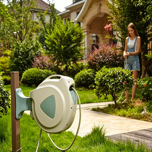 Carrete de manguera de aire de rebobinado retráctil de jardín montado en la pared automático para exteriores sin óxido - Product Image 5
