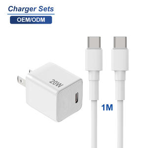 מטען קיר מהיר Schitec Mini Cube US Plug PD 20W עם כבל USB C באורך 1 מטר, אוניברסלי למכשירים ניידים חכמים - Product Image 1