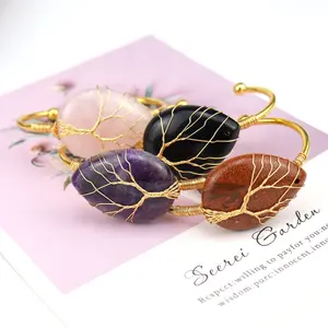 สร้อยข้อมือคริสตัลธรรมชาติสายทองแดงทองแฮนด์เมด,สร้อยข้อมือพลอยทรงหยดน้ำทรงรีสร้อยข้อมือเลือกได้หลายสี - Product Image 1