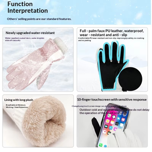 Gants <span class=keywords><strong>de</strong></span> cyclisme d'hiver imperméables pour hommes et femmes, gants <span class=keywords><strong>de</strong></span> <span class=keywords><strong>ski</strong></span> à doigts entiers doublés <span class=keywords><strong>de</strong></span> polaire coupe-vent et compatibles avec les écrans tactiles pour les sports <span class=keywords><strong>de</strong></span> plein air - Product Image 4