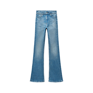 Jean en denim coupe bootcut taille mi-haute pour femme, délavé, style vintage, décontracté, longueur intégrale, 100 % coton, tissu respirant - Product Image 1