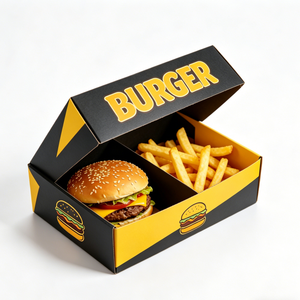 Boîtes en papier kraft écologiques pour hamburgers, poulet frit, frites et biscuits, contenants jetables pour la restauration rapide en vrac - Product Image 3