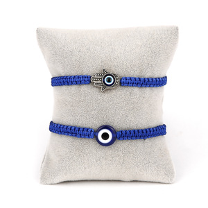 Pulseira de Moda Artesanal Banhada a Prata com Contas e Cordão Trançado, Amuleto da Sorte Elefante, Olho de Fátima e Olho Grego Turco, Presente de Joia para Mulheres e Homens - Product Image 4