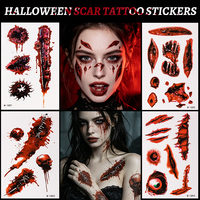 Autocollants de tatouages temporaires de cicatrices sanglantes réalistes pour Halloween, imperméables, pour maquillage SFX d'horreur et art corporel - Vente en gros