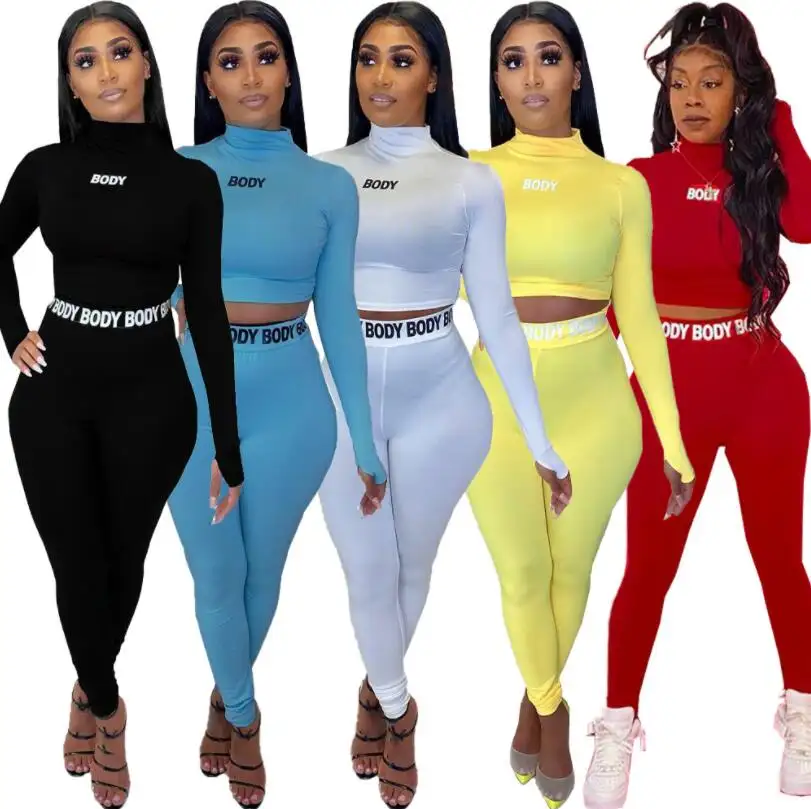 Tracksuit For Women Sets Summer Slim Letter Print Skinny Crop Tops Pants Women's Suits Two Piece Set Club Outfits C13524
