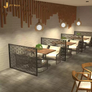 C410 Bespoke Room Divider Luxury Laser Cut Gold Stainless Steel Table Partition Fine Dining Booth Restaurant Dining Seat - Product Image 3