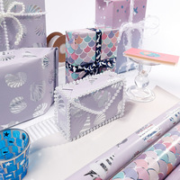 Valentijn cadeaupapier, glanzende metallic folie, oceaanelementen, dagelijkse cadeaudoos
