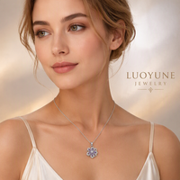 LUOYUNE Collier Pendentif Vintage Botanique en Laiton Plaqué Or 18K avec Breloque Fleur de Bauhinia en Zircon, Bijoux pour Commande en Gros OEM