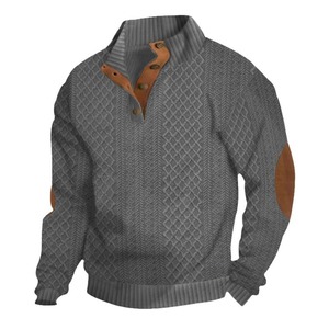 Felpa da Uomo Autunnale a Maniche Lunghe, Casual, Stile Vintage, con Colletto Alto e Chiusura a Cerniera, Vestibilità Comoda - Product Image 1