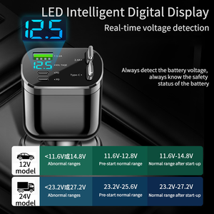 Nhà Máy Giá 4 Trong 1 Có Thể Thu Vào Xe Sạc Điện Thoại Di Động 2 USB Một Loại C Cổng Lisen Có Thể Thu Vào Xe Sạc 4 Trong 1 Iphone - Product Image 6