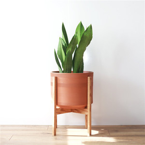<span class=keywords><strong>Pot</strong></span> <span class=keywords><strong>de</strong></span> fleurs en céramique 3d gaufré, cylindre mat pour décoration <span class=keywords><strong>de</strong></span> maison/jardin, à l'intérieur et à l'extérieur, avec support en bois - Product Image 5