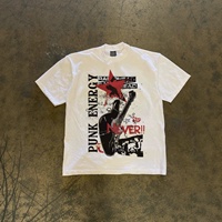 Camiseta de Manga Corta para Hombre, Estilo Punk, Oversize, con Estampado Gráfico de Guitarra, 100% Algodón Americano de 250g, Corte Cuadrado, Personalizada