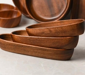 Оптовая продажа, экологически чистая большая тарелка для фруктовых закусок из грецкого ореха, тарелка для салата, тарелка для фруктов, тарелка для еды - Product Image 2