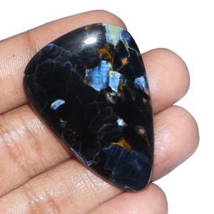 Pietersite แหวนขัดอัญมณีทรงหลวมขัดเงาอัญมณีสีดำสีน้ำเงินธรรมชาติได้รับการรับรองมาตรฐาน IGI - Product Image 1