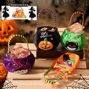 Sacs et paniers de bonbons d'Halloween pour enfants avec décorations de scène de citrouille, idéaux pour les cadeaux de fête, sacs à bonbons décoratifs personnalisables - Product Image 1