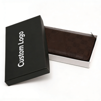 Boîte à portefeuille haut de gamme avec logo personnalisé, estampage à chaud, laminage mat, doublure en éponge, emballage cadeau rigide de luxe pour portefeuille en cuir pour homme
