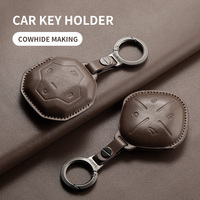 Estuche Plegable para Llaves de Coche de Cuero Vacuno de Primera Calidad Hecho a Mano para Chery JETOUR Traveler Shan Hai T1 T2PRO Da Sheng IDM King PLUS