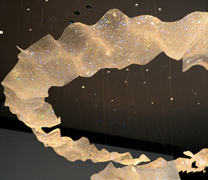 Lustre de hall d'hôtel personnalisé, luminaire suspendu LED moderne abstrait, anneau de cristal de luxe pour projet de villa - Product Image 5