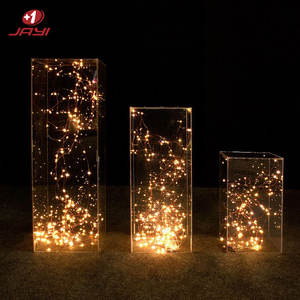 Huanjaiyi — cylindre de forme carrée en acrylique transparent, socle de mariage, présentoir de Cube pour mariage, fête - Product Image 2