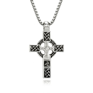 Collana vintage da uomo in oro 18k in acciaio inossidabile con nodo celtico con ciondolo a croce per preghiera <span class=keywords><strong>gioielli</strong></span> vyking - Product Image 4