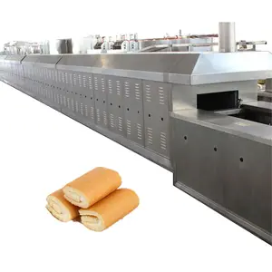 Pabrik Industri Oven Terowongan Besar, untuk Memanggang Roti Cupcake Biskuit Kue Roti Garis Produksi