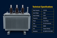 Transformateur immergé dans l'huile à enroulement en cuivre entièrement scellé S13 315 kVA 10 kV/0,4 kV triphasé à économie d'énergie certifié CE IEC 60076 ISO 9001