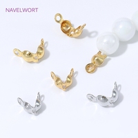 50 pièces Embouts de finition en laiton de 4 mm à double coupelle, plaqués or 18 carats, avec couvercle de nœud à sertir, pour la rétention durable de la couleur, pour la fabrication de bijoux DIY