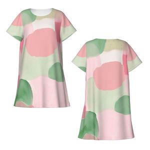 Camisón holgado de manga corta para mujer con logotipo personalizado, ropa de dormir de verano con estampado de leopardo transpirable, cierre de cintura elástica de tamaño libre - Product Image 6