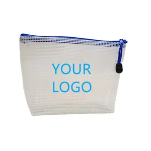 LUMI OEM özel LOGO PVC fermuarlı kalem kılıfı örgü çanta