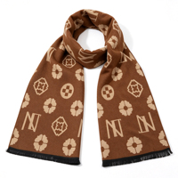Écharpe en jacquard imitation laine, tendance et chaude pour l'hiver, style personnalisé avec logo imprimé et motifs géométriques classiques