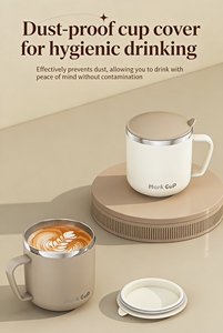 Mug de voyage en acier inoxydable 304 avec couvercle, gobelet isotherme à double paroi, anti-fuite, tasse à café de bureau pour le thé et les boissons - Product Image 5