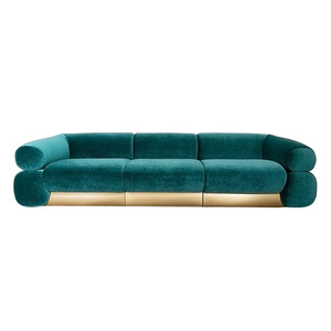 Prix d'usine Élégant <span class=keywords><strong>canapé</strong></span> en velours modulaire de luxe en acier inoxydable doré Accents Dernière conception pour la maison - Product Image 1