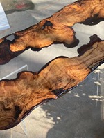 Table en résine époxy transparente, ornement en bois de sapin clair, pour meubles de salle à manger, vente en gros