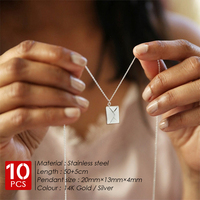 eManco 10PCS Collier en acier inoxydable avec pendentif en forme d'enveloppe ouvrable pour femmes à peau sensible, à porter au quotidien