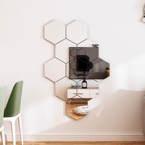 <span class=keywords><strong>Miroir</strong></span> mural hexagonal argenté <span class=keywords><strong>bronze</strong></span> <span class=keywords><strong>fumé</strong></span>, <span class=keywords><strong>miroir</strong></span> décoratif mural - Product Image 1
