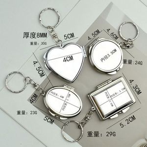 Mini miroir de maquillage pliable double face en métal argenté avec pendentif porte-clés DIY, petite taille pour salle de bain et usage commercial - Product Image 3