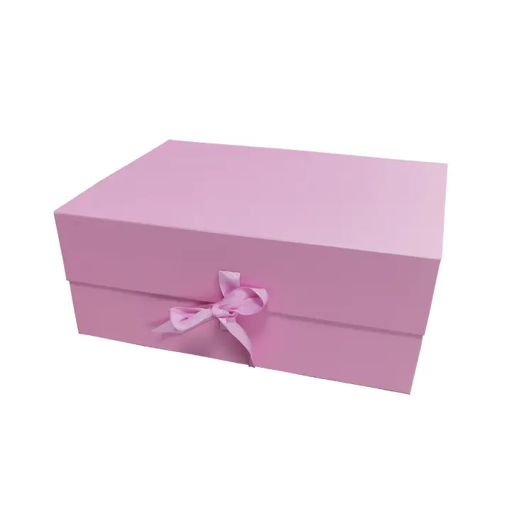 HENGXING Foldable Paper Packaging Custom Pink Rigid Magnetic Bridesmaid Gift Box With Ribbon Wholesale