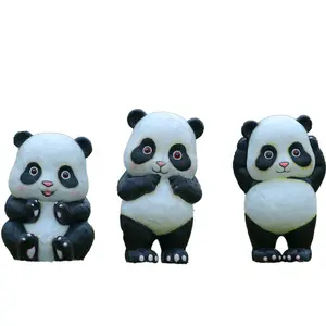 可爱树脂熊猫工艺品雕塑可爱熊猫娃娃人造玻璃纤维雕像