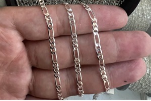 חצי גמר 925 תכשיטי כסף 3 מ "מ אמיתי מוצק 925 שרשרת פיארו כסף סטרלינג שרשרת 925 שרשרת פיארו כסף לגברים נשים - Product Image 3