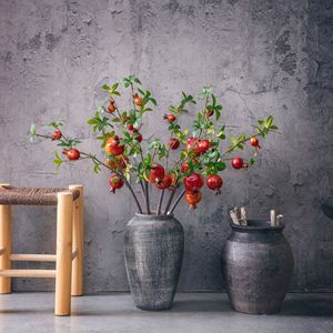 CallaFloral <b>Artificial</b> Pomegranate Branches Four <b>Headed</b> Orange Red Foam Wedding Decor Craft Wide Mouth Vase Fillers - Product Image 1