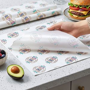 Custom Logo Printed Biodegradable Eco-Friendly Grease Proof Waterproof Disposable Food Wrapping <b>Paper</b> for Hamburger Sandwich - Product Image 3