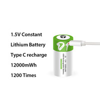 Smartoools Baterai Solid State Ukuran D 1.5V 12000mWh Dapat Diisi Ulang Perlindungan dari Pengisian Berlebih Daya Tahan Lama Pengisian Daya Tipe-C 1200