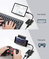Pemisah adaptor OTG USB-C, 2 in 1 tipe-c dengan pengisian daya Cepat PD 60W dan Transfer Data USB 3.0, untuk ponsel, Tablet, Laptop