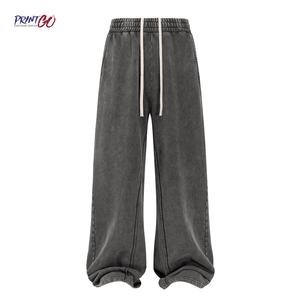 メンズ ヘビーウェイト アシッドウォッシュ ヴィンテージ ルーズ ダメージ加工 ワイドレッグ プリント カスタム オーバーサイズ パッチワーク コットン ストリートウェア バギーパンツ - Product Image 5