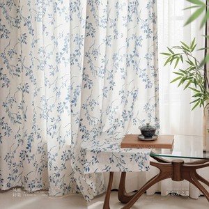 Rideaux à imprimé feuilles de <span class=keywords><strong>chanvre</strong></span>, rideaux semi-transparents de style américain - Product Image 1