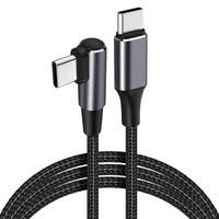 Câble USB C vers USB C à angle droit 5A PD100W Cordon 480Mbps Câble de données avec marqueur électronique pour iPad MacBook Pro Air Samsung Galaxy