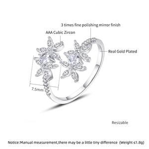 Bague Fleur en Zircon Cubique Réglable LUOTEEMI pour Femme, Style Coréen Turc, Tendance Années 90 - Product Image 2
