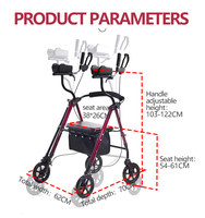 Déambulateur médical, roues de 8 po, compact pliable, facile à plier, à soulever et à transporter, livré avec support de canne