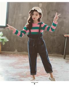 เสื้อยืดลายทางผ้าฝ้ายลายตารางใหญ่สำหรับเด็กชาวแอฟริกัน พร้อมกางเกงยีนส์แบรนด์เนมในโบลิเวีย - Product Image 3